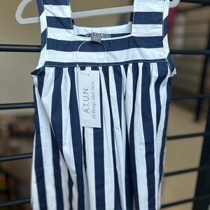 Navy and White Striped Kids Bottoms